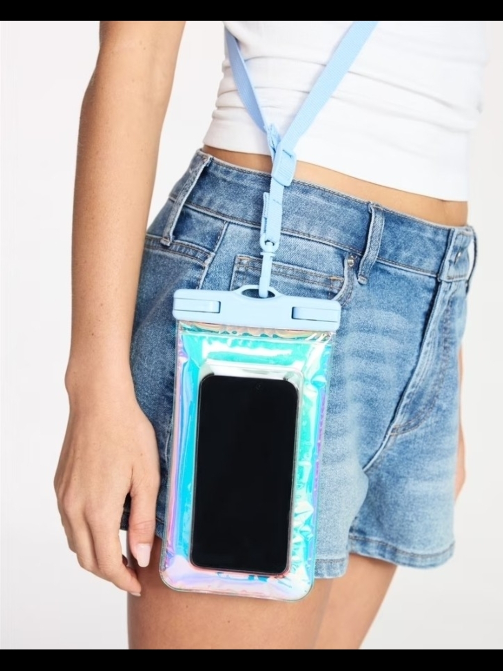 No Boundaries Holographic Waterproof Phone Pouch with Strap NWT